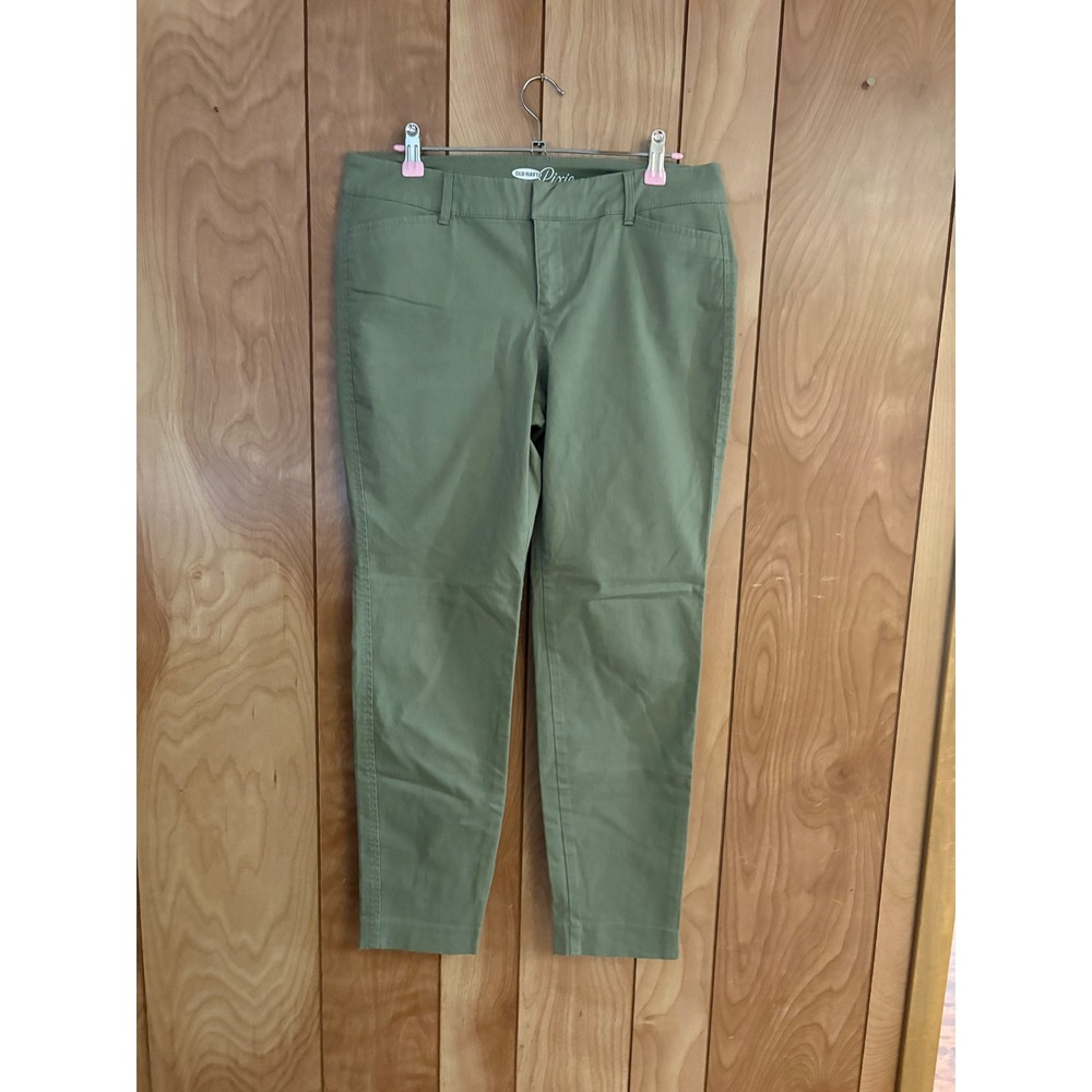 Old Navy Pixie Ankle Pants Women 6 Regular Olive Green Stretch Chino Tapered Leg